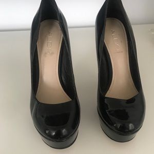 Aldo black platform pumps